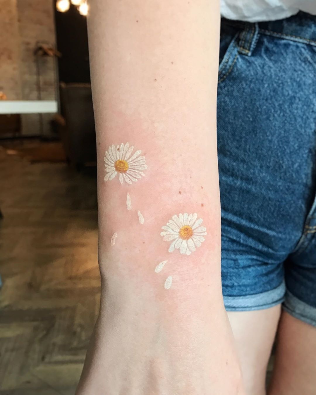 He Loves Me. He Loves Me Not. White Ink Tattoo Tattoo Design