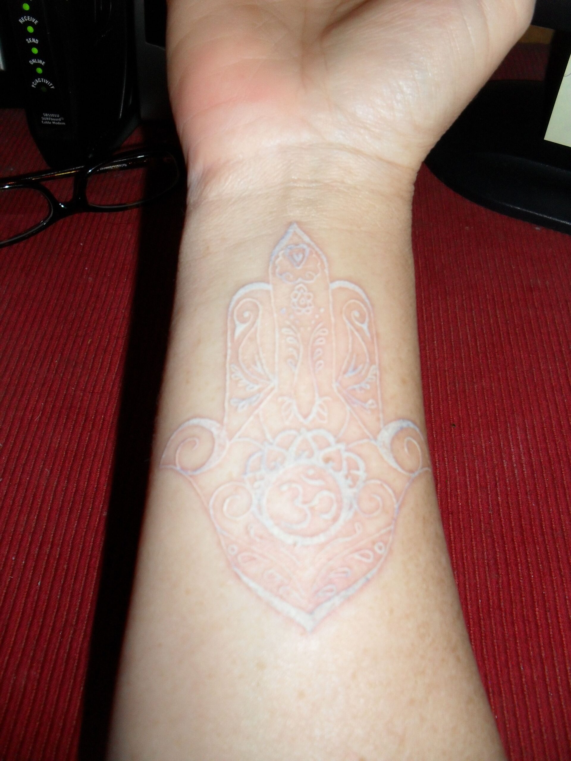 Honor For Creation with Om White Ink Tattoo Tattoo Design