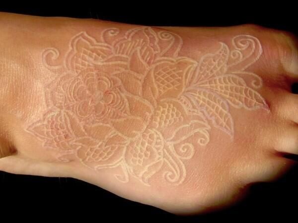 Intricate and Elegant Floral Placement White Ink Tattoo Tattoo Design