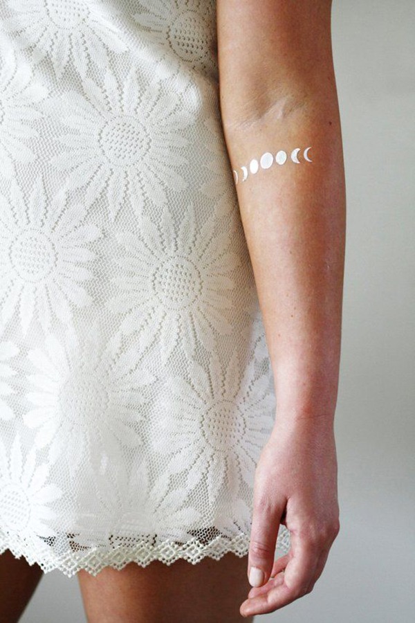 Journey Through Phases Like the Moon White Ink Tattoo Tattoo Design