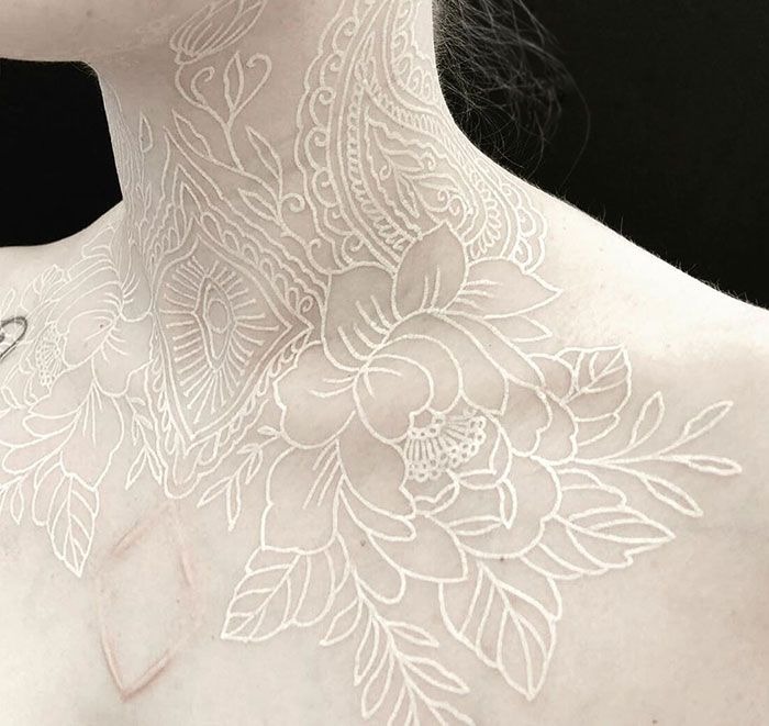 Putting Your Neck Out With White Ink Tattoo Design Tattoo Design