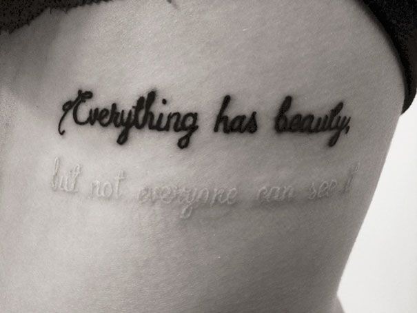 Text With A Hidden Meaning White Ink Tattoo Tattoo Design