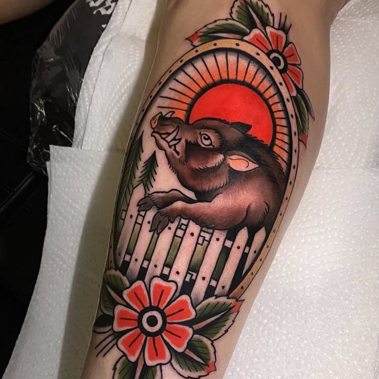 Traditional Wild Boar Tattoo Tattoo Design