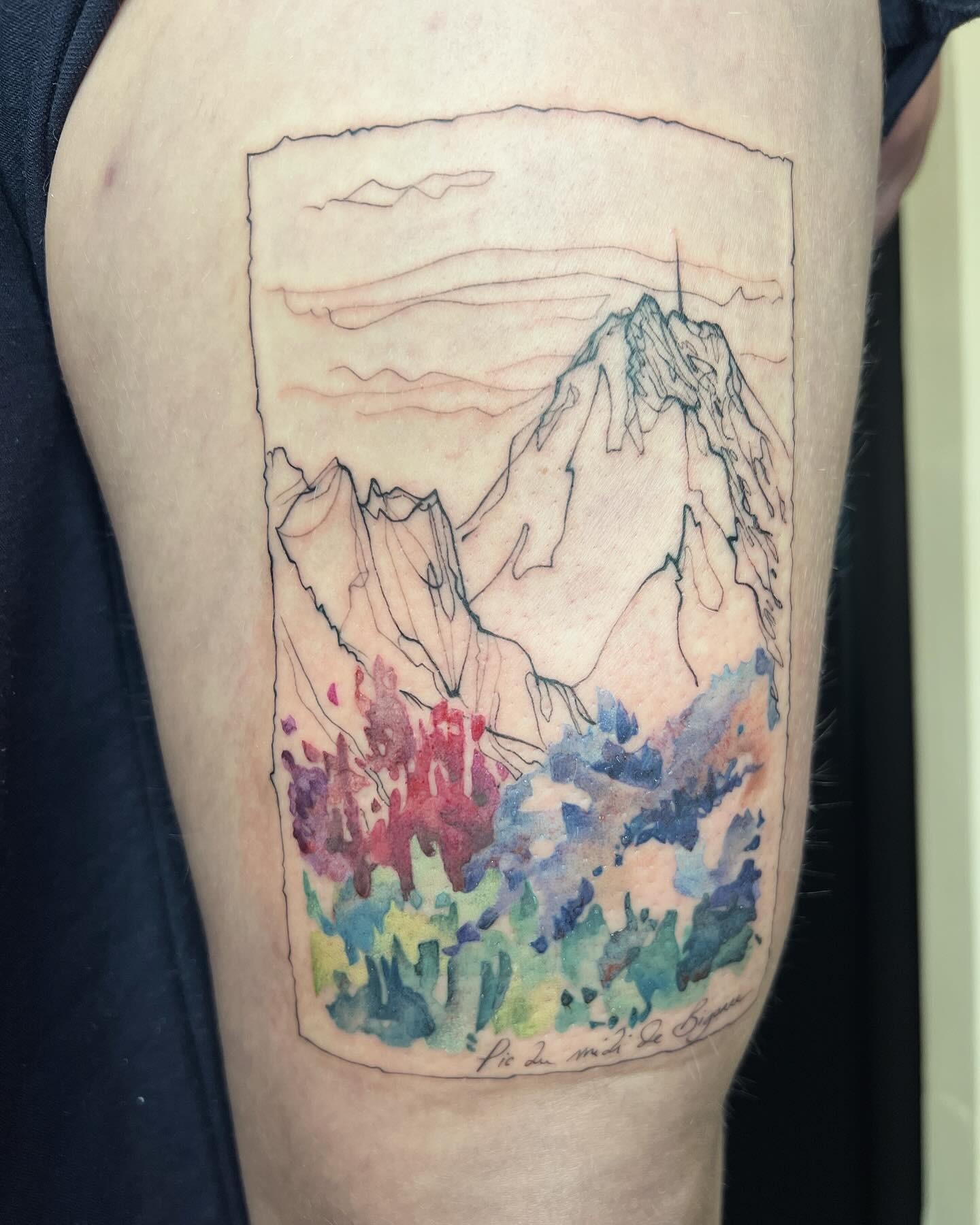 Watercolor Mountain Peaks Tattoo Tattoo Design