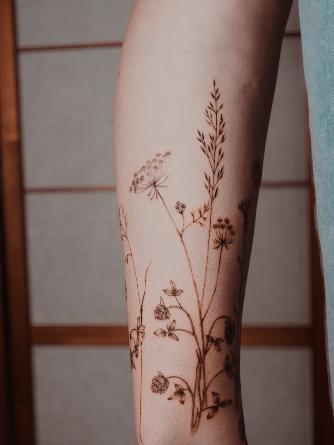 Elegant Wildflower Tattoo on Forearm Tattoo Design