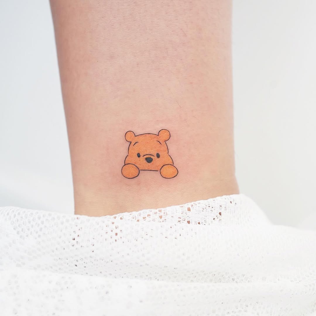 Adorable Winnie the Pooh Ankle Tattoo Design Tattoo Design