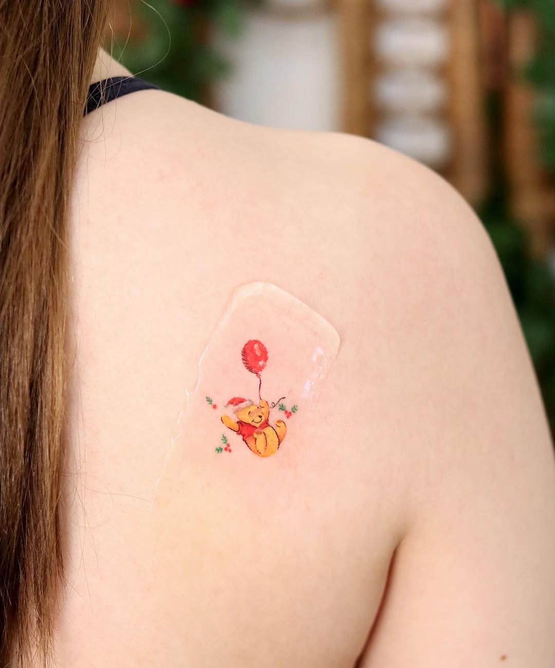 Cute Pooh Bear with Balloon Tattoo Tattoo Design