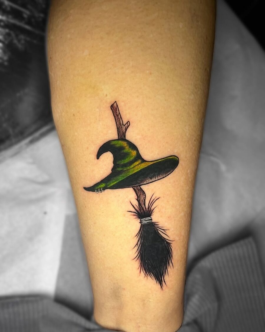 Stylish witch hat tattoo with a whimsical flair Tattoo Design