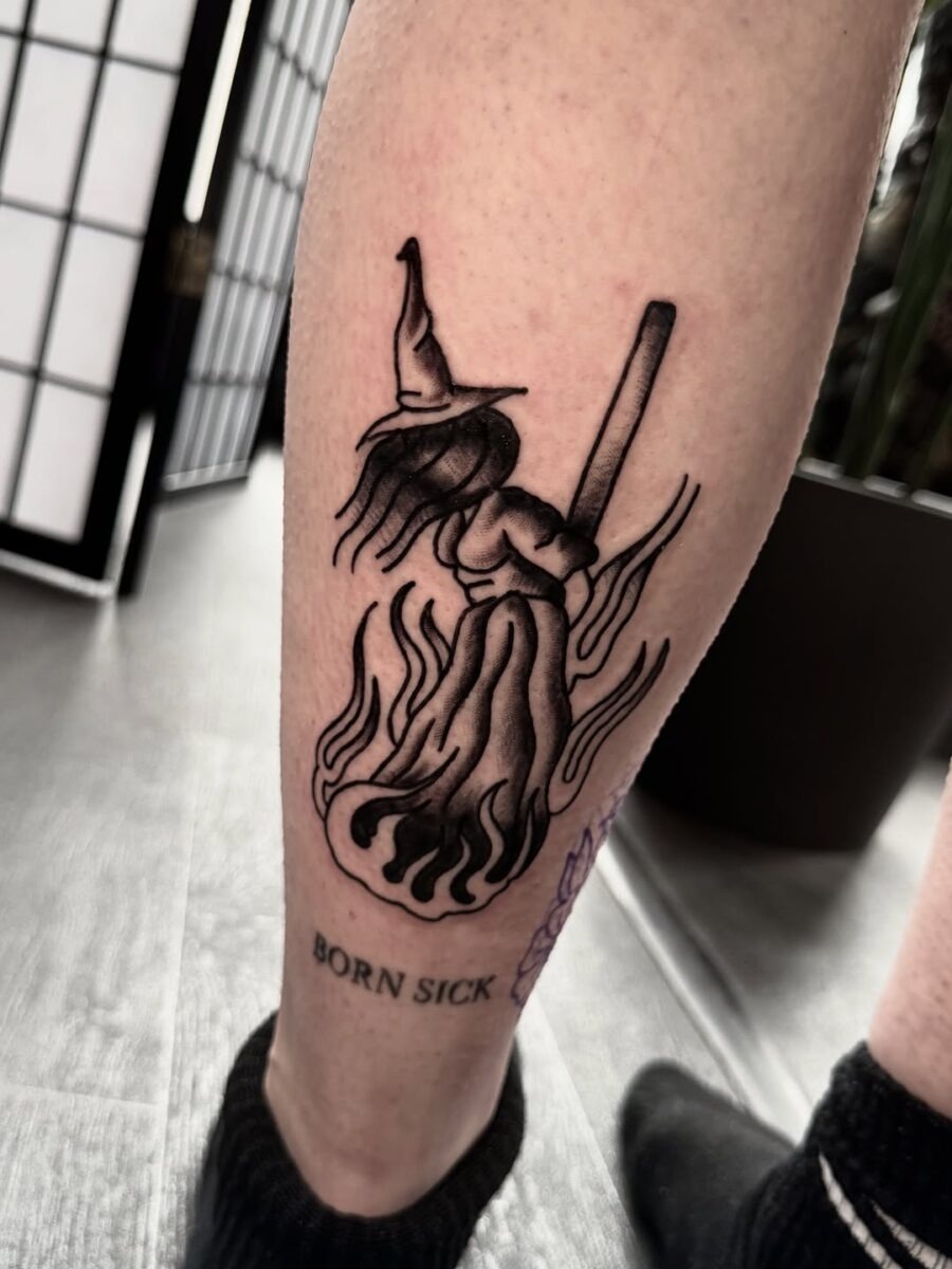Witch hat tattoo with a mystical vibe Tattoo Design