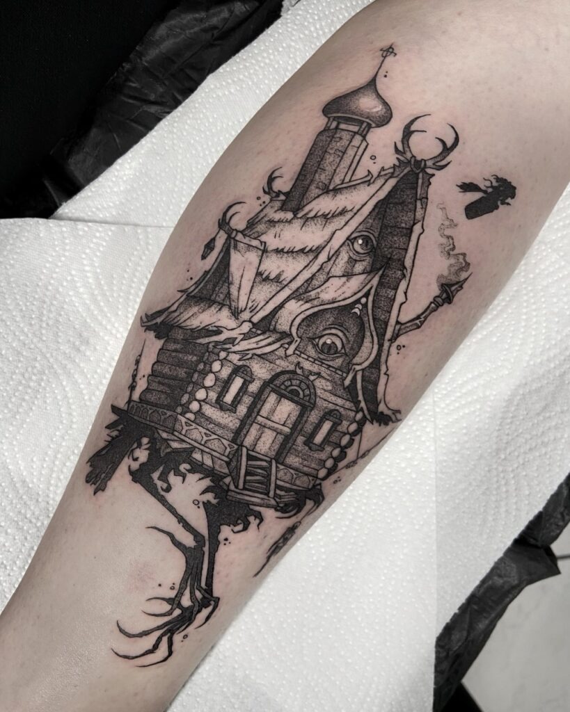 Enchanted Baba Yaga’s Hut Tattoo Tattoo Design