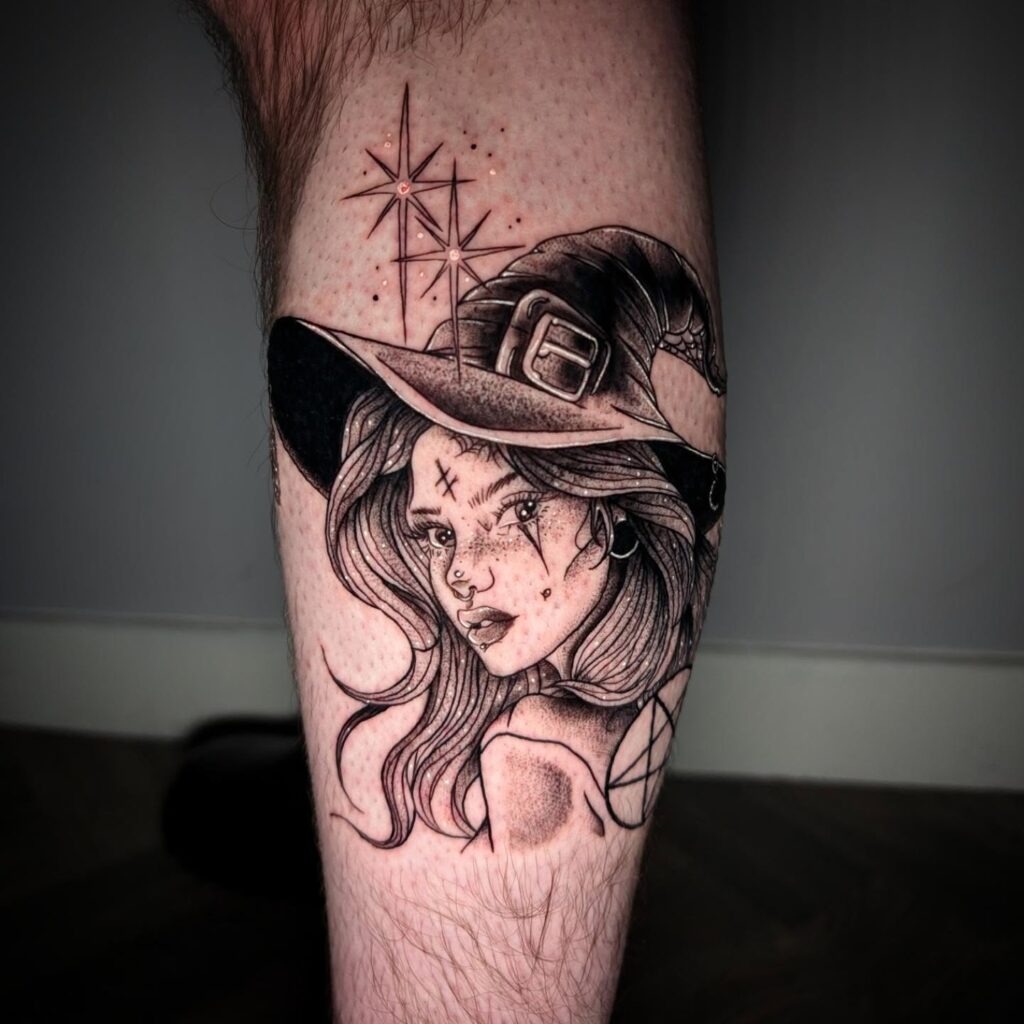 Mystical Witch Portrait Tattoo Tattoo Design