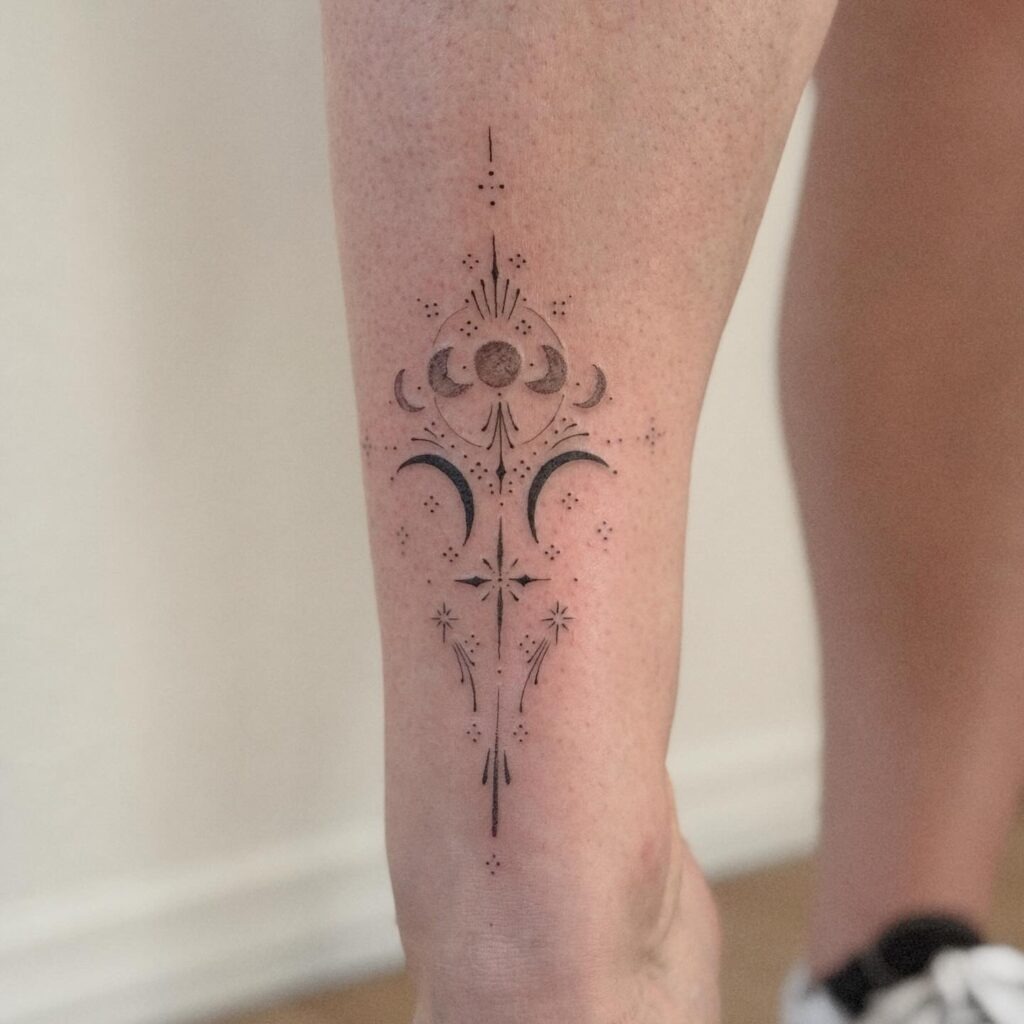 Sacred Moon Phases with Mystical Ornaments Tattoo Tattoo Design