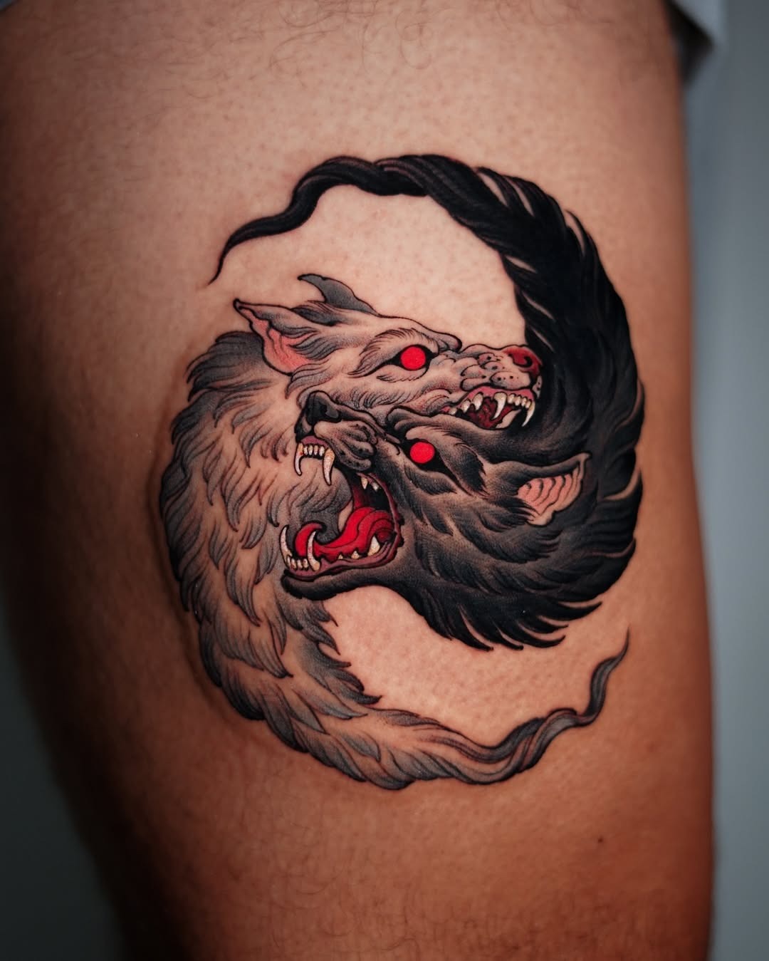 Intricate dual-headed wolf tattoo design Tattoo Design