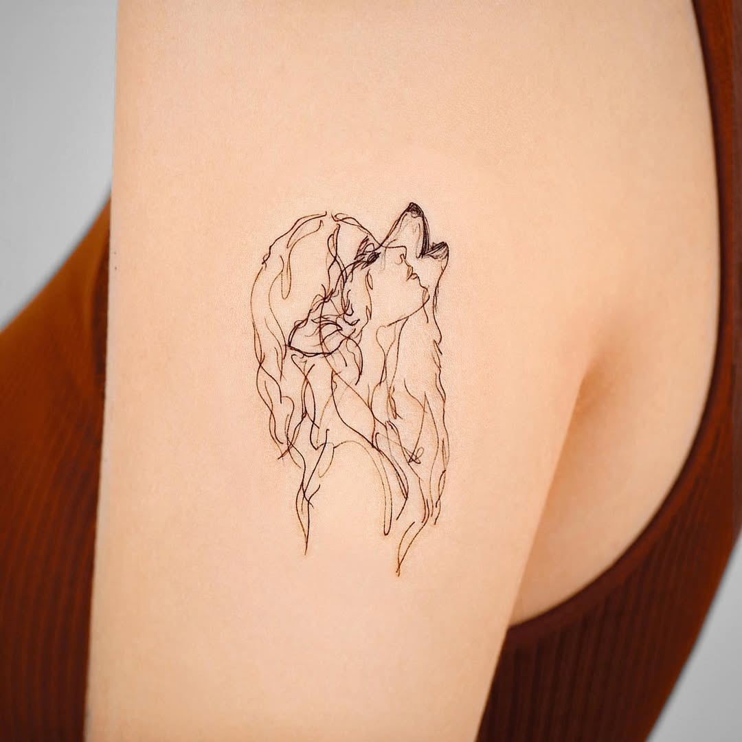 Minimalist wolf tattoo with elegant outlines Tattoo Design