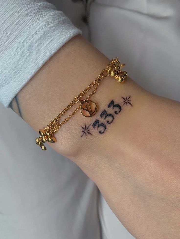 333 wrist tattoo with stars Tattoo Design