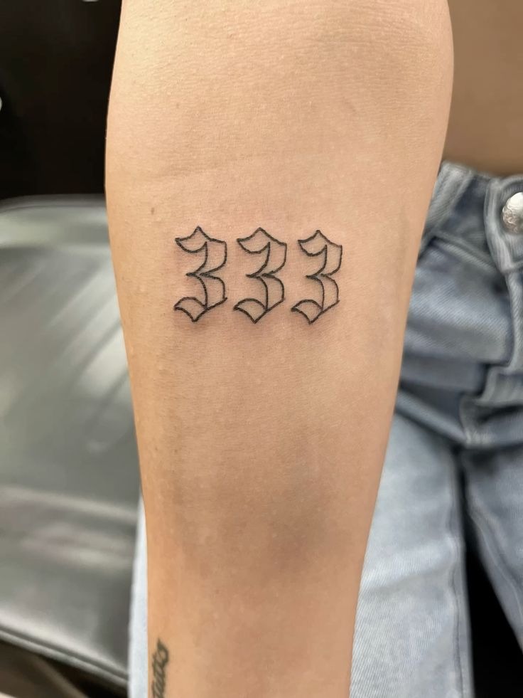 Clean 333 forearm outline Tattoo Design
