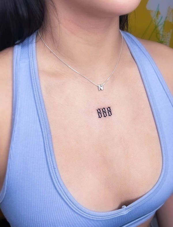 Minimal 888 chest placement Tattoo Design