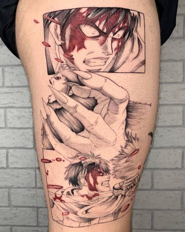 Eren Battle Storyboard Thigh Tattoo Tattoo Design