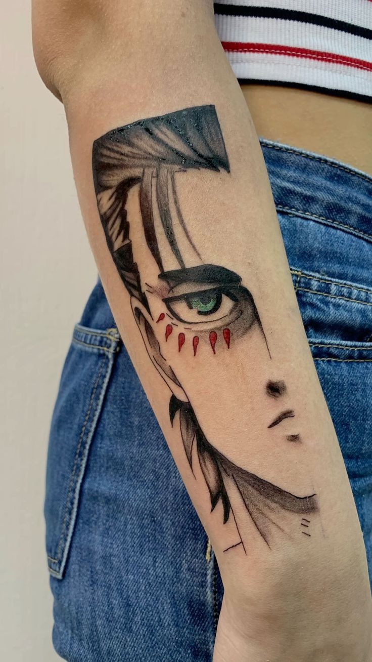 Half-Face Eren Eye Focus Tattoo Tattoo Design