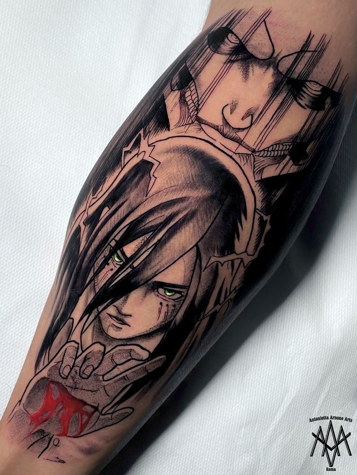Intense Eren Blood-Red Glare Tattoo Tattoo Design
