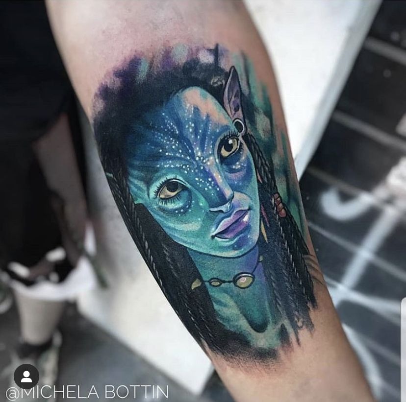 Dreamy Na'vi Forearm Portrait Tattoo Design