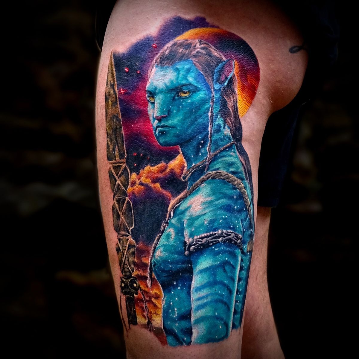 Fierce Na'vi Dual Portrait Shoulder Tattoo Tattoo Design
