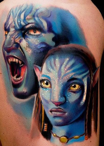 Soft Monochrome Na'vi Forearm Portrait Tattoo Design