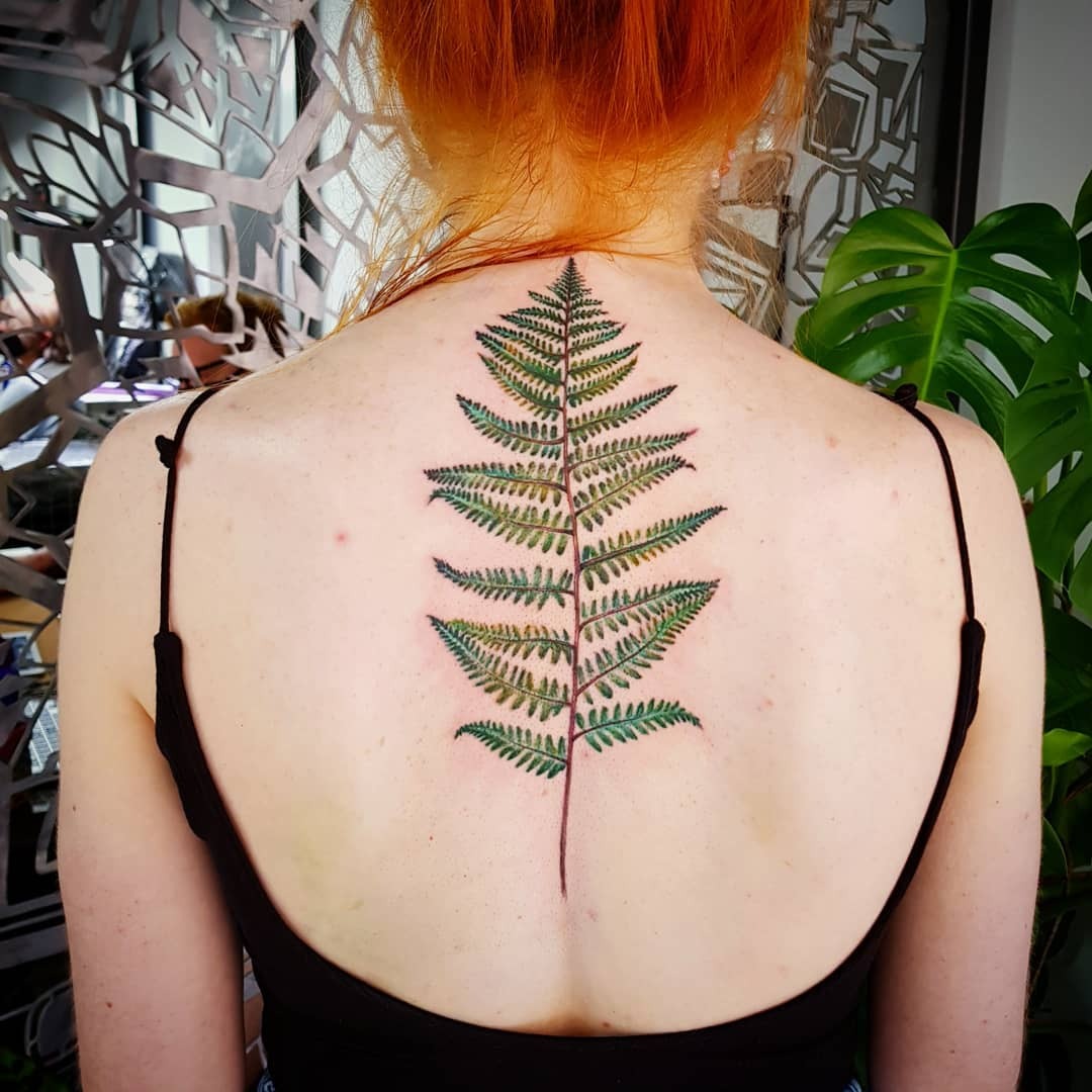 Fern Frond Spine Back Tattoo Tattoo Design