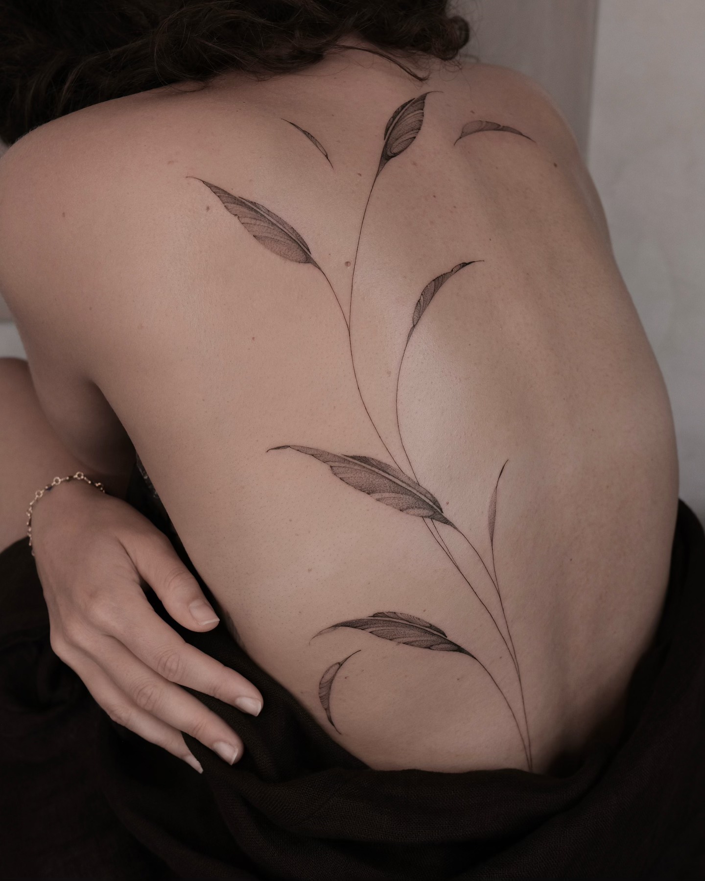Flowing Botanical Vine Back Tattoo Tattoo Design
