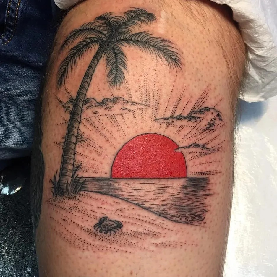 Minimalist Sunset with a Fine Line Touch Tattoo Design