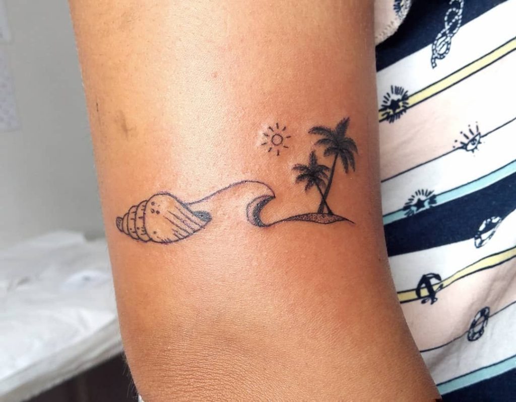Simple Beach Elements on the Arm Tattoo Design
