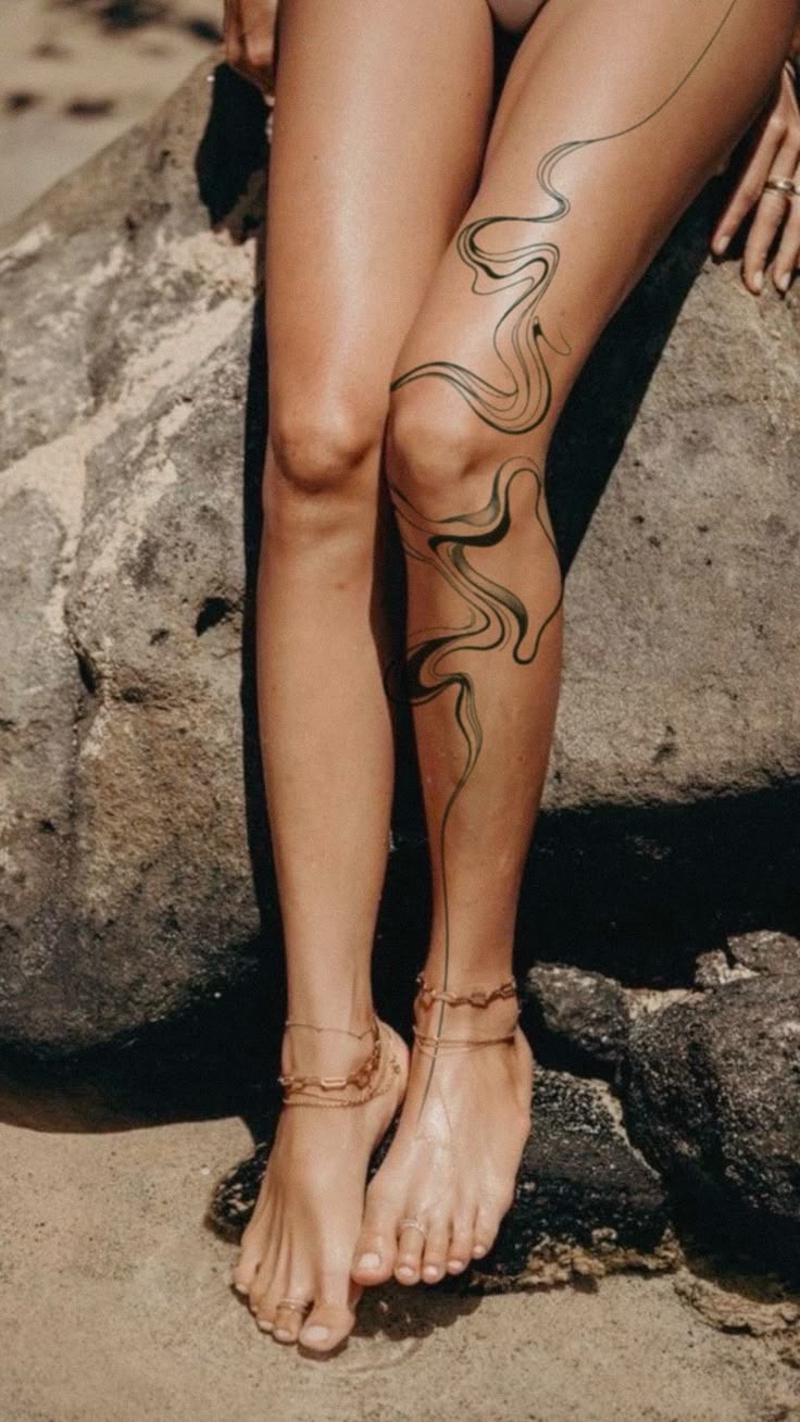 Abstract Smoke Line Art Tattoo Design