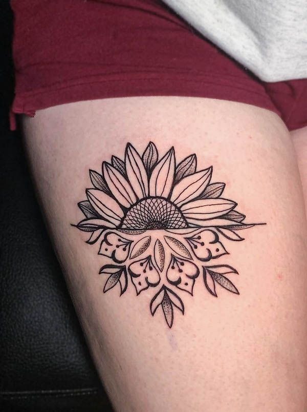 Ornamental Sunflower Mandala Tattoo Design