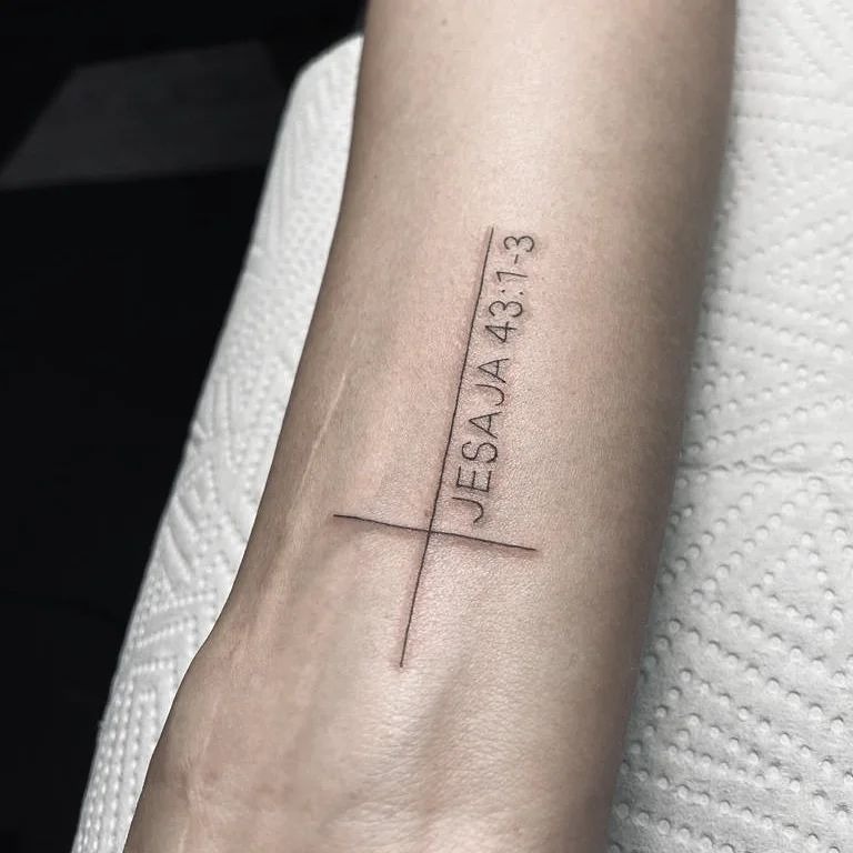 Isaiah 43:1-3 Forearm Cross Tattoo Tattoo Design