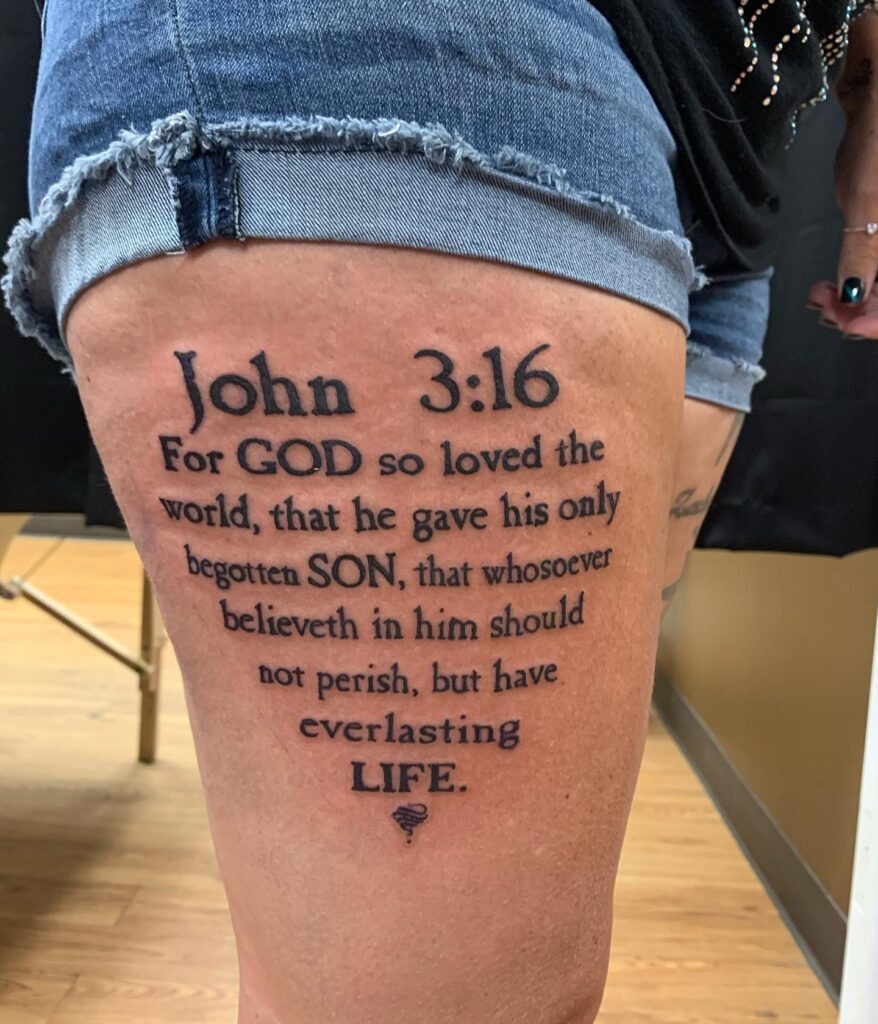 John 3:16 Thigh Tattoo Tattoo Design