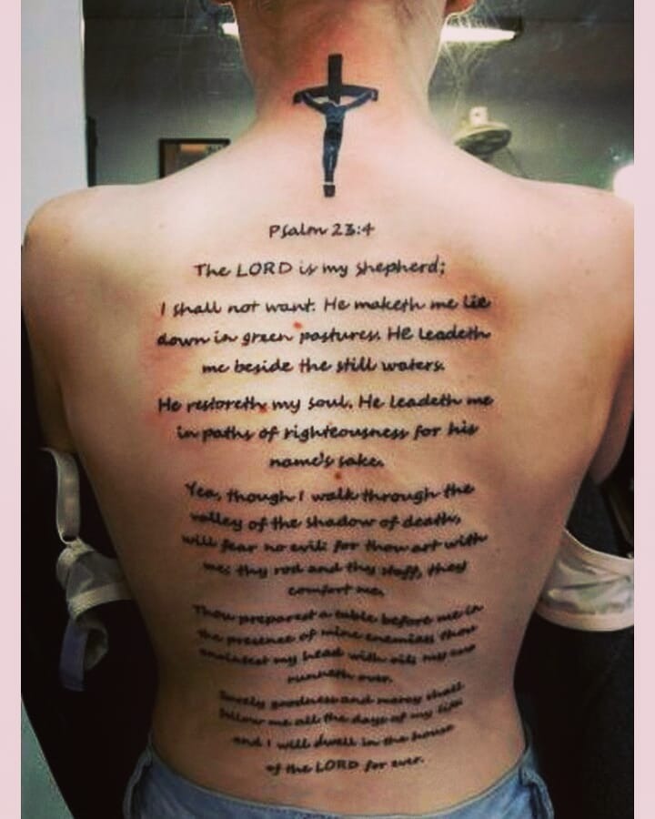 Psalm 23:4 Full Back Tattoo Tattoo Design