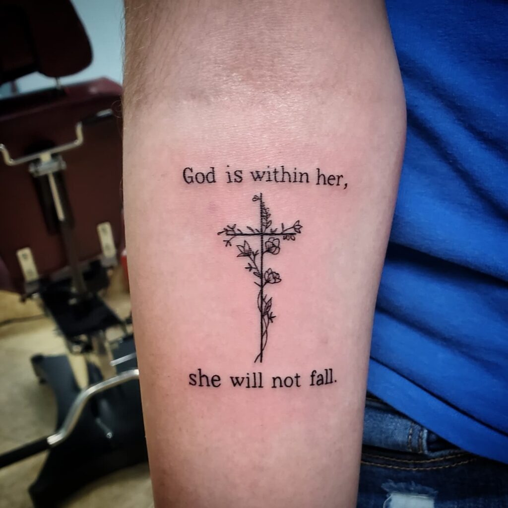 Psalm 46:5 Floral Cross Tattoo Tattoo Design