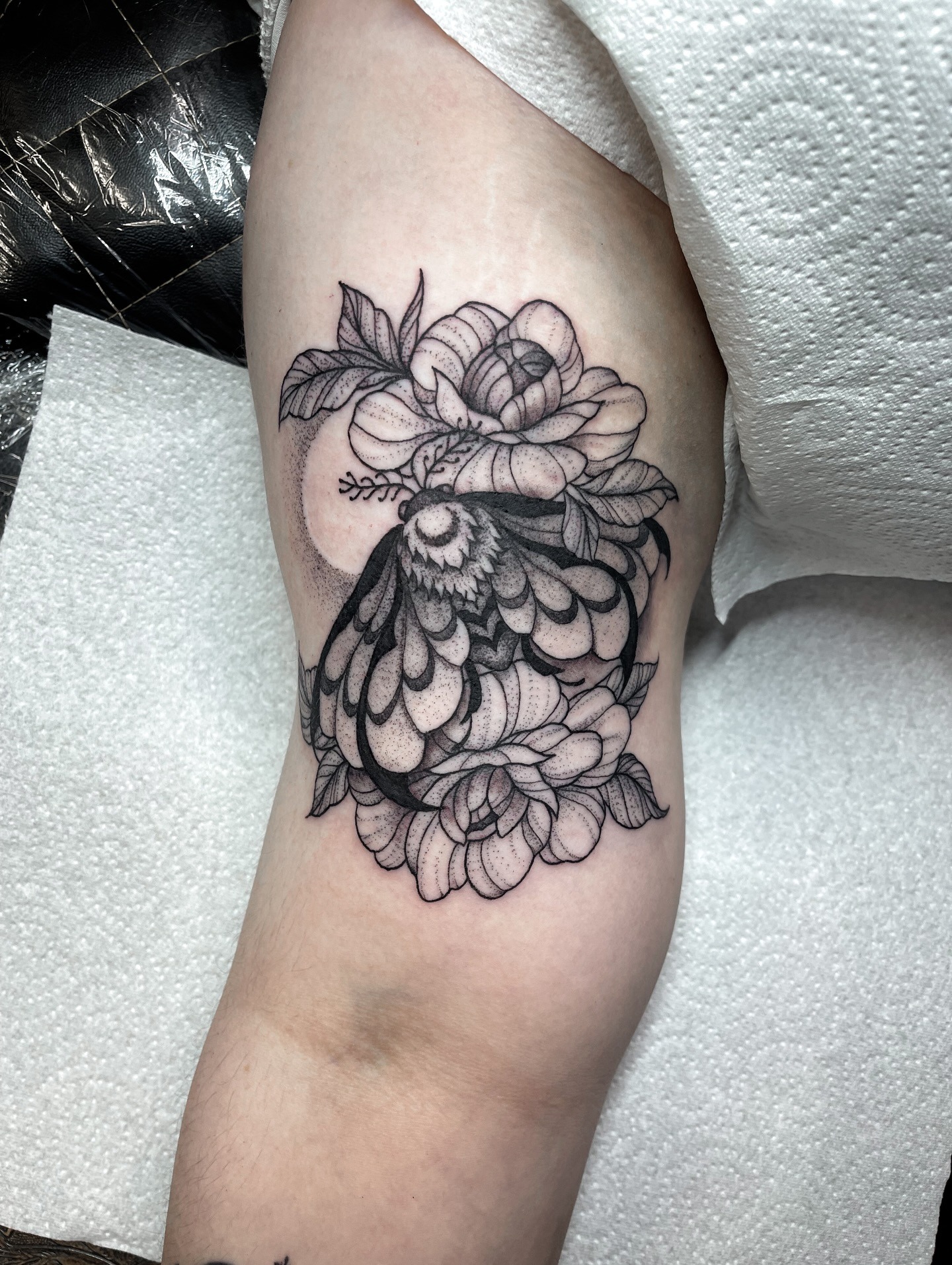 Ornate Lace Hand Fan Bicep Tattoo Tattoo Design