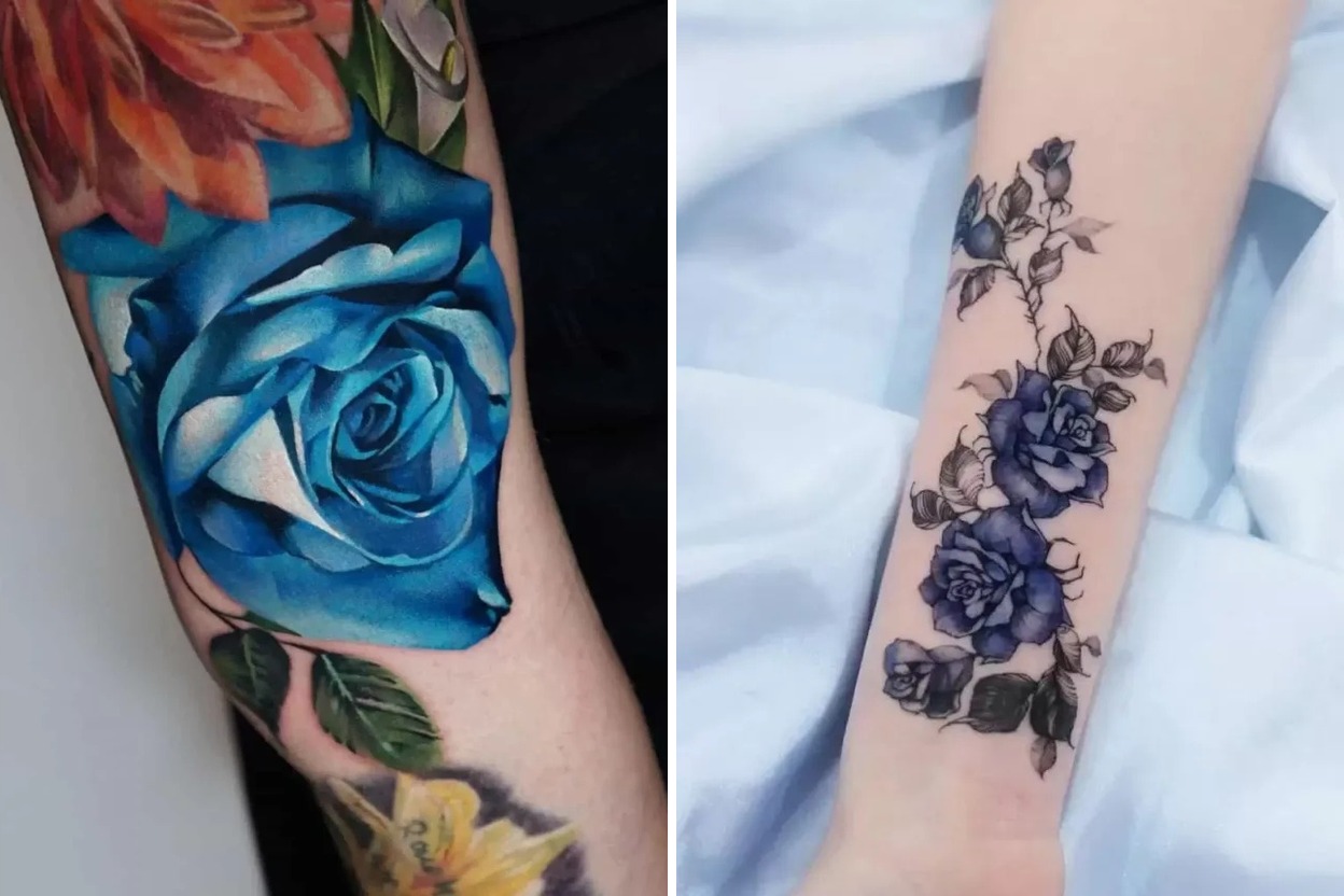 18+ Women Blue Rose Tattoo Ideas With Clean Modern Artistry