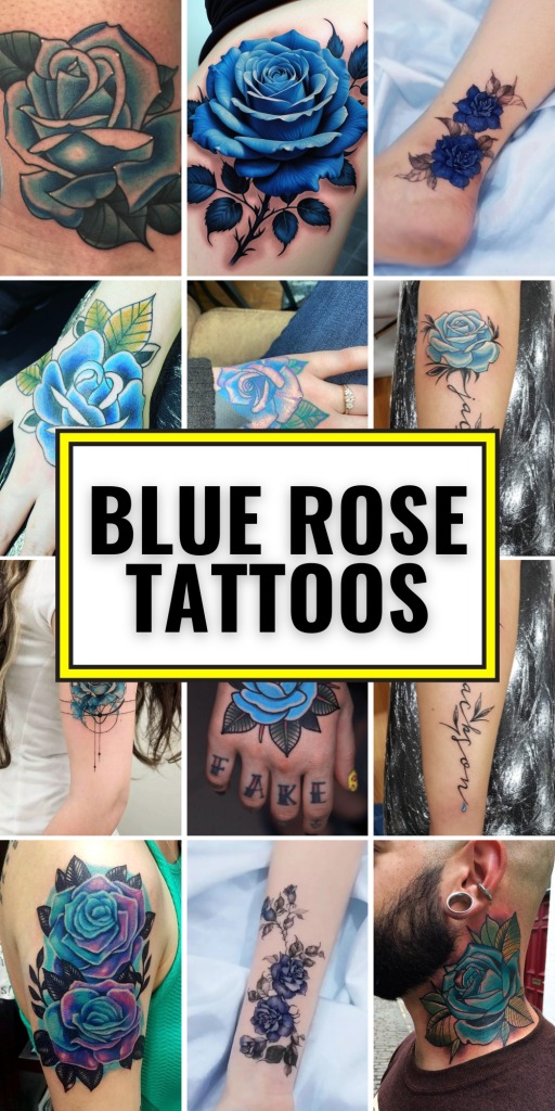 This delicate ankle tattoo features two dark blue roses, symbolizing unity and resilience.