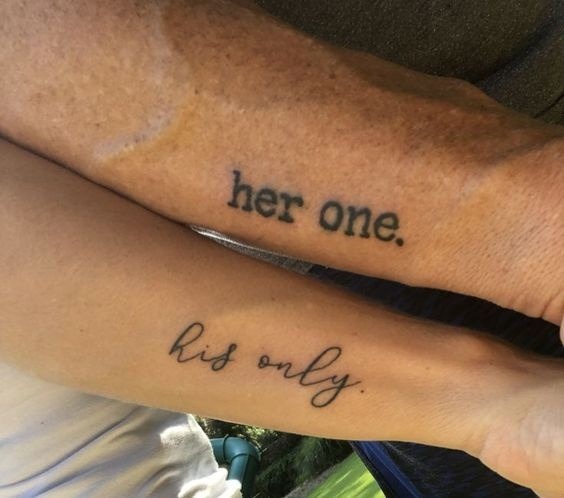 His and Her Script Tattoos Tattoo Design