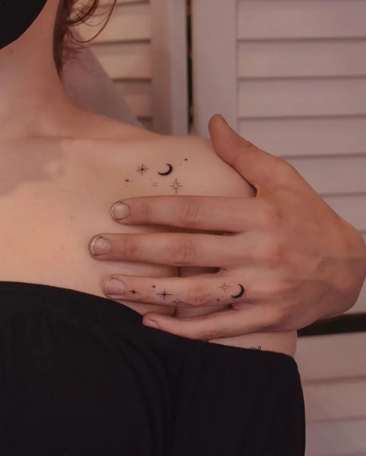 Moon and Stars Tattoo Tattoo Design