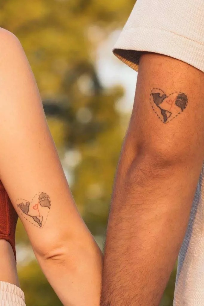 World Map Heart Tattoo Tattoo Design