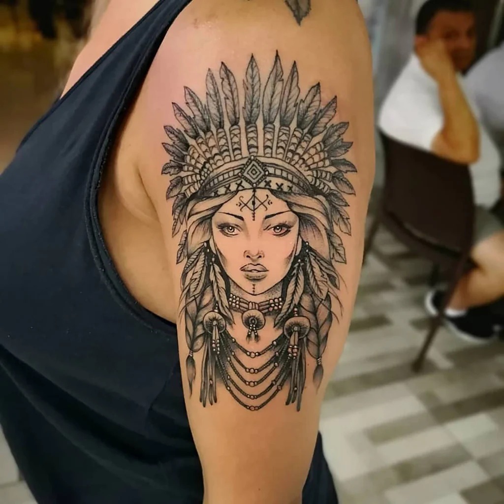 Detailed Cherokee Woman Tattoo Tattoo Design