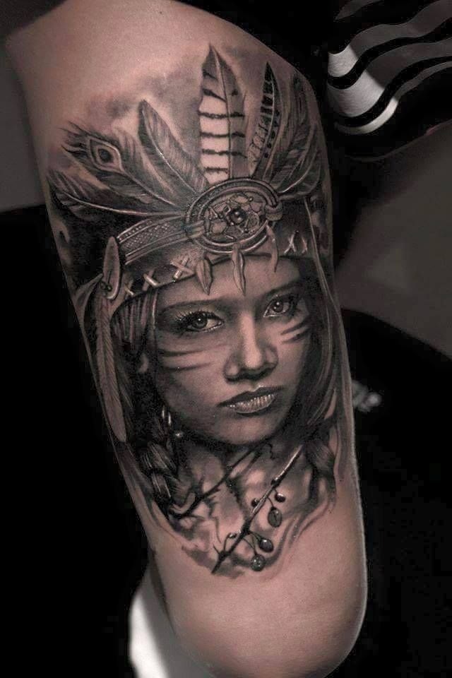 Realistic Cherokee Portrait Tattoo Tattoo Design