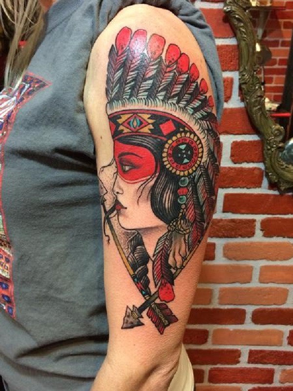 Vibrant Cherokee Woman Tattoo Tattoo Design