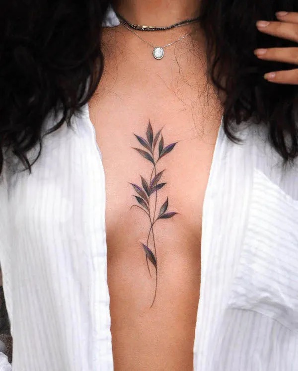 Simple, delicate, and elegant-this branch tattoo exudes a minimalist charm.