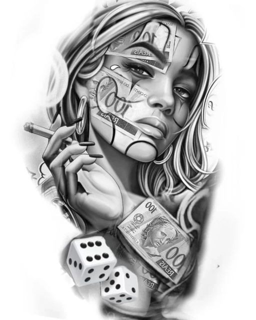 Gambler's Spirit and Wealth Tattoo Design