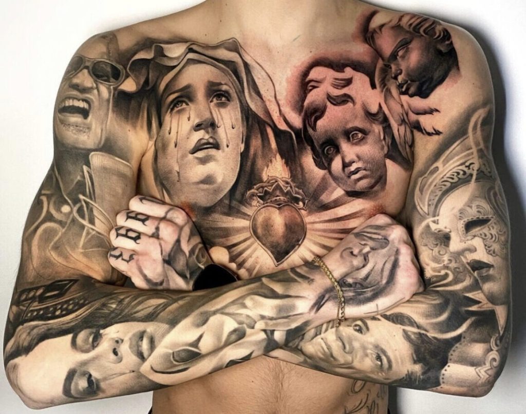 Spiritual Devotion and Reflection Tattoo Design
