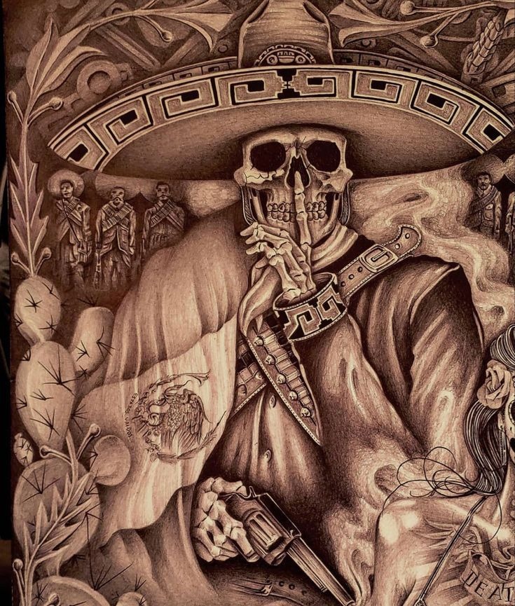 The Enigmatic Charro Skeleton Tattoo Design